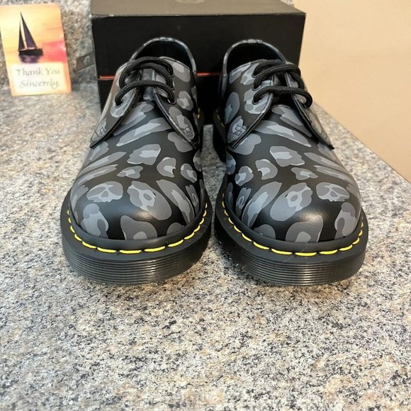 Dr. Martens‎ 1461 Distorted Leopard / Skull Print Oxfords Black Grey Womens Sz 5 - Picture 5 of 9